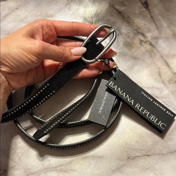 Banana Republic Accessories - Banana Republic Black Suede/Leather Belt with Silver Buckle